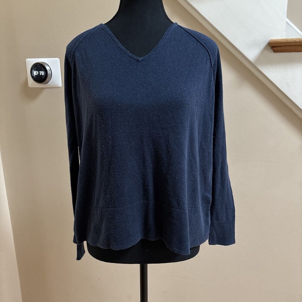 Women’s J. Jill Silk Cotton Long Sleeve Navy Top Size Small